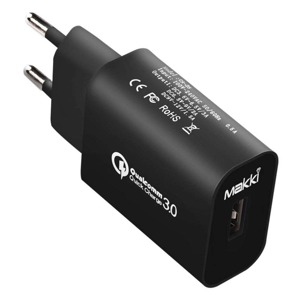Принадлежност за смартфон Makki зарядно за стена Fast Charger QC3.0 18W - MAKKI-QC18W-BKна ниска цена с бърза доставка - BestPC.BG