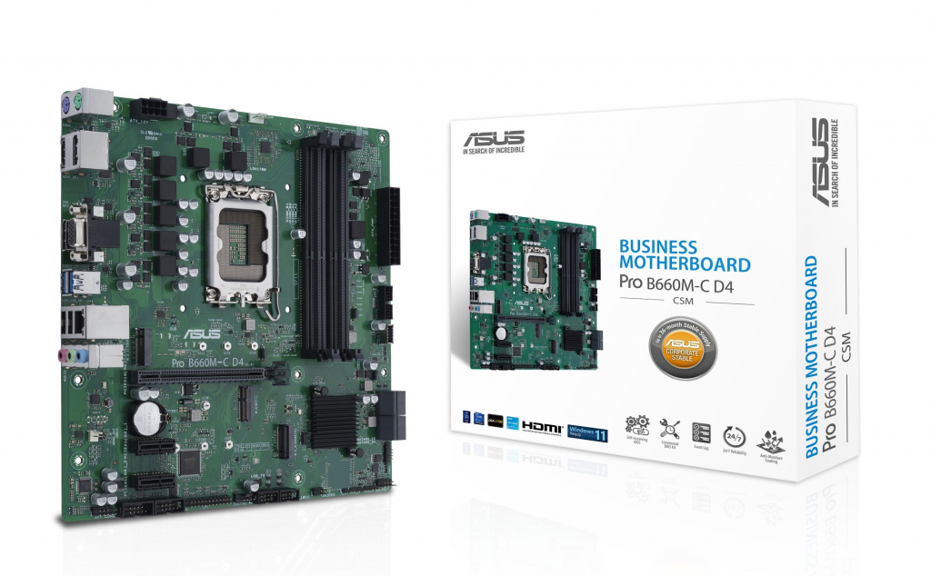 Дънна платка ASUS PRO B660M-C D4-CSM LGA 1700 4xSATA 6Gb-s ports HDMI Dual DP D-Subна ниска цена с бърза доставка