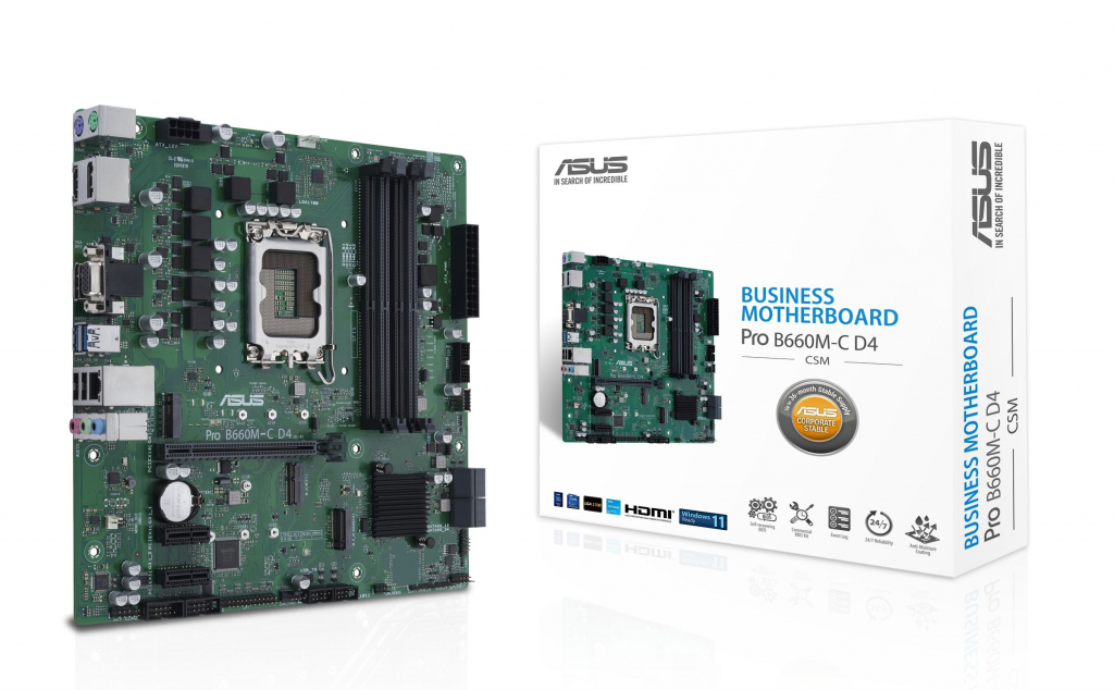Дънна платка ASUS PRO B660M-C D4-CSM LGA 1700 4xSATA 6Gb-s ports HDMI Dual DP D-Subна ниска цена с бърза доставка - BestPC.BG