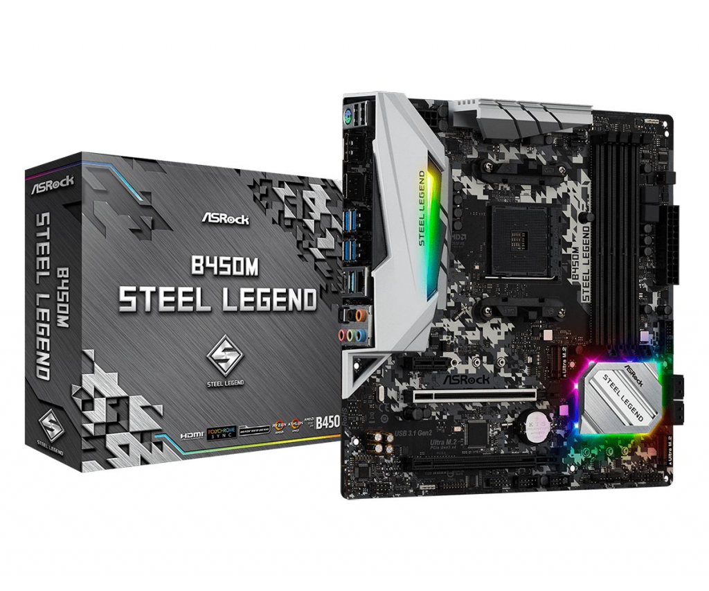 Дънна платка ASROCK B450M STEEL LEGENDна ниска цена с бърза доставка - BestPC.BG