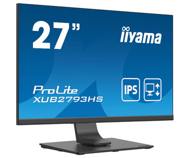 Монитор IIYAMA XUB2793HS-B4 27" IPS LED panel, Ultra Slim, 1920x1080, 75 Hz, 4ms, 300cdm, VGA, HDMI, DP, Speakers, HAS, Pivotна ниска цена с бърза доставка - BestPC.BG