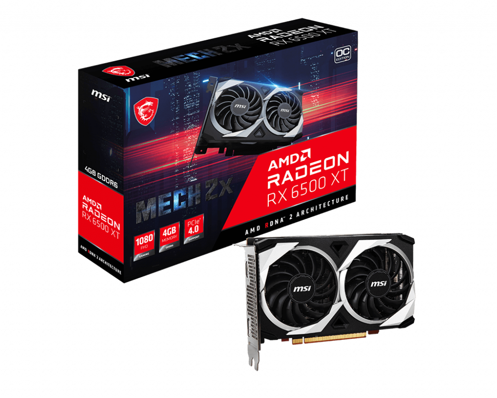 Видеокарта MSI AMD Radeon RX 6500XT MECH 2X 4G OC, 4GB GDDR6, 64bitна ниска цена с бърза доставка - BestPC.BG