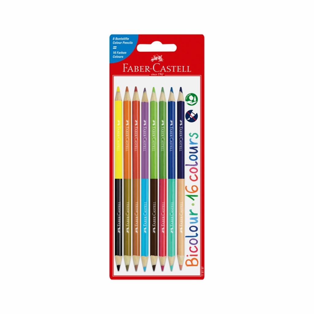 Faber-Castell Моливи Bicolor, 16 цвята, 8 брояна ниска цена с бърза доставка - BestPC.BG