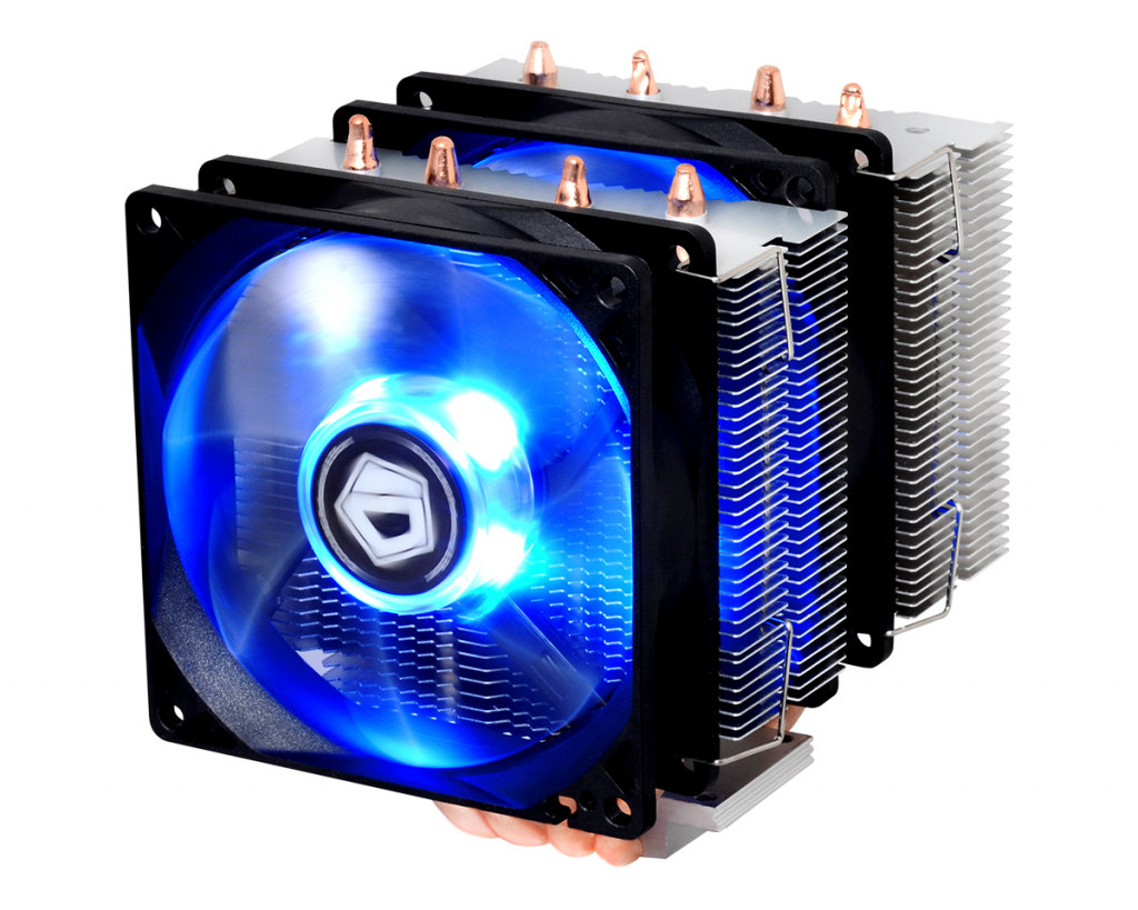 Охладител за процесор Вентилатор ID Cooling SE-904TWIN за Intel и AMD процесори син LEDна ниска цена с бърза доставка