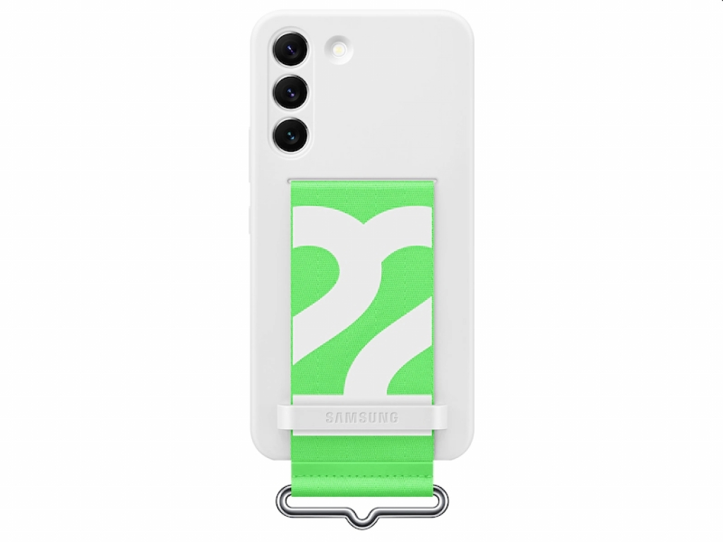 Калъф за смартфон Samsung S22 S901 Silicone Cover with Strap, Whiteна ниска цена с бърза доставка