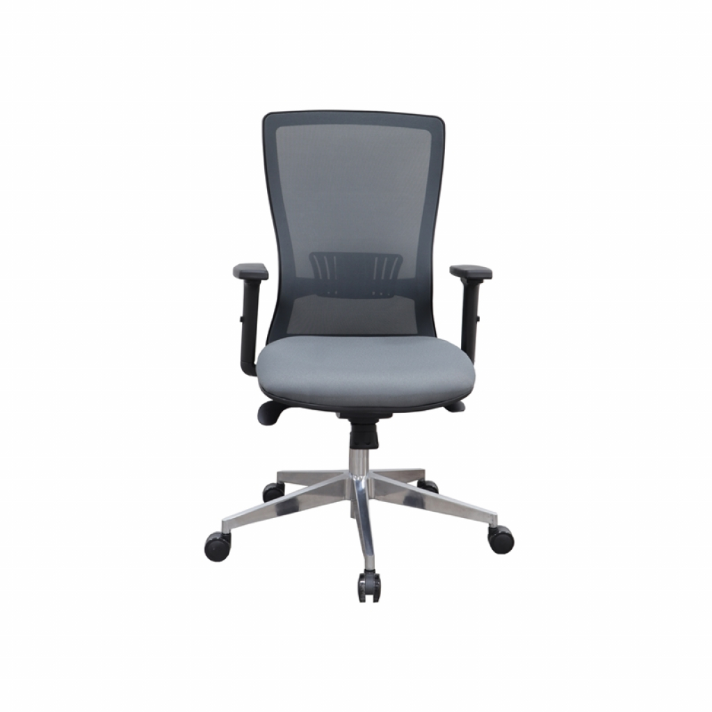 Офис стол RFG Ergo 06 W, дамаска и меш, Synchronous механизъм, до 120 kg, сивна ниска цена с бърза доставка - BestPC.BG