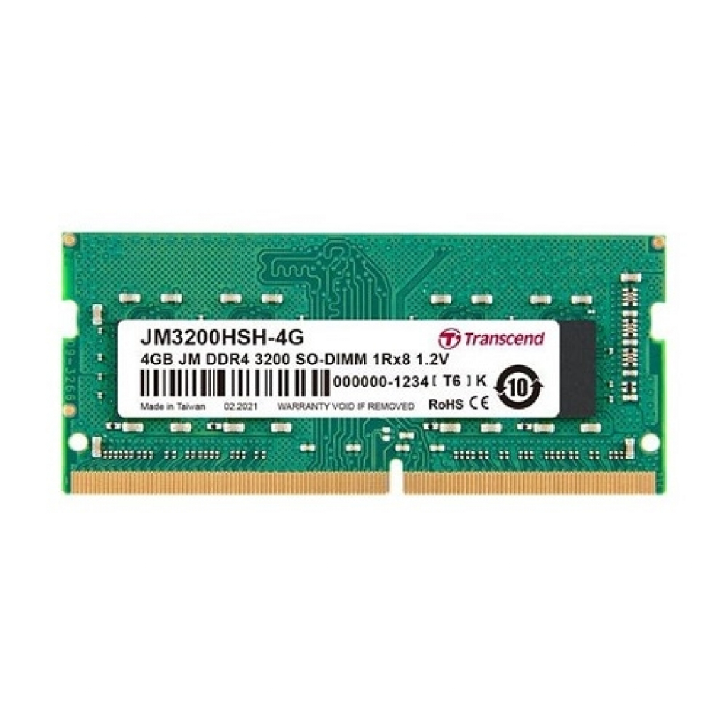 Памет Transcend 4GB JM DDR4 3200 SO-DIMM 1Rx8 512Mx8 CL22 1.2Vна ниска цена с бърза доставка - BestPC.BG