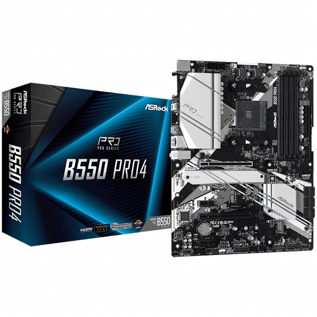 Дънна платка ASROCK Main Board Desktop B550 PRO4 AM4, B550, 4xDDR4, 1xPCIe 4.0x16на ниска цена с бърза доставка - BestPC.BG