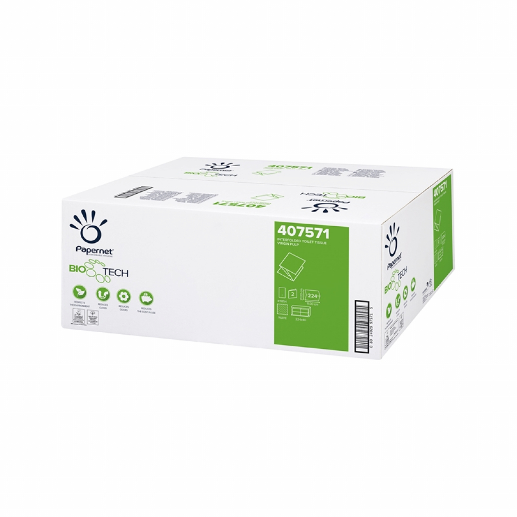 Продукт Papernet Тоалетна хартия Bio Tech, на пачка, двупластова, 21 х 11 cm, 224 къса, 40 брояна ниска цена с бърза доставка - BestPC.BG