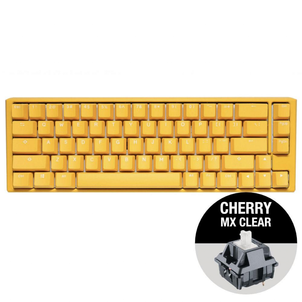 Геймърскa механична клавиатура Ducky One 3 Yellow SF 65, Cherry MX Clear суичове, Жълтана ниска цена с бърза доставка - BestPC.BG