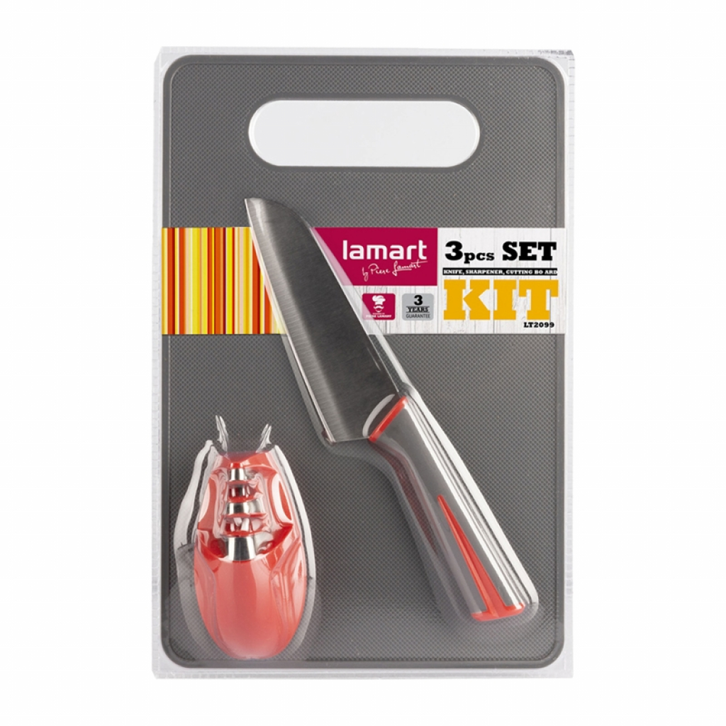 Продукт Lamart Комплект нож, точило и дъска за рязанена ниска цена с бърза доставка - BestPC.BG