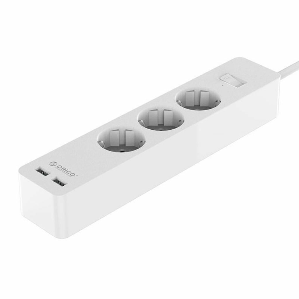 Контакт Разклонител със защита Orico GPC-3A2U-EU-WH  с 2 USB портана ниска цена с бърза доставка - BestPC.BG