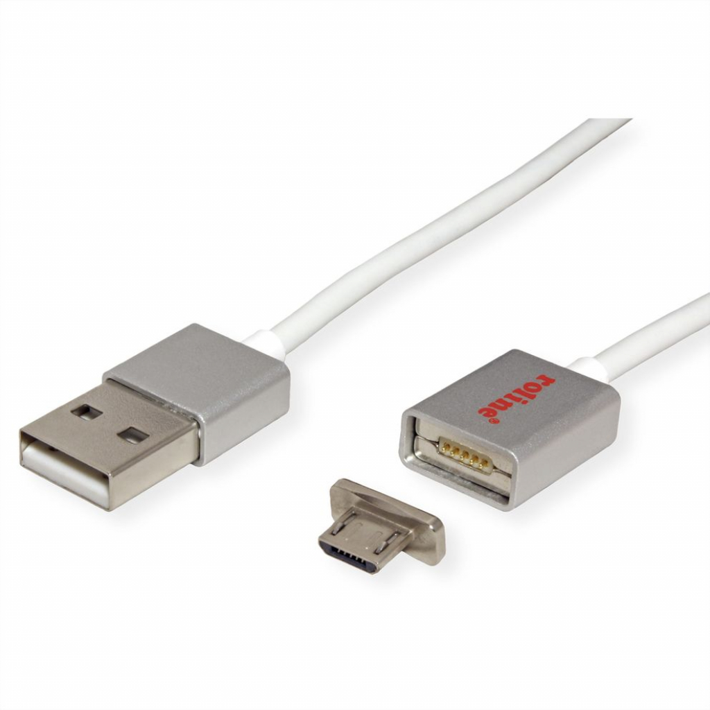 ROLINE 11.02.8316 :: ROLINE USB 2.0 кабел Type A M Micro B магнитен M-M 1 метърна ниска цена с бърза доставка