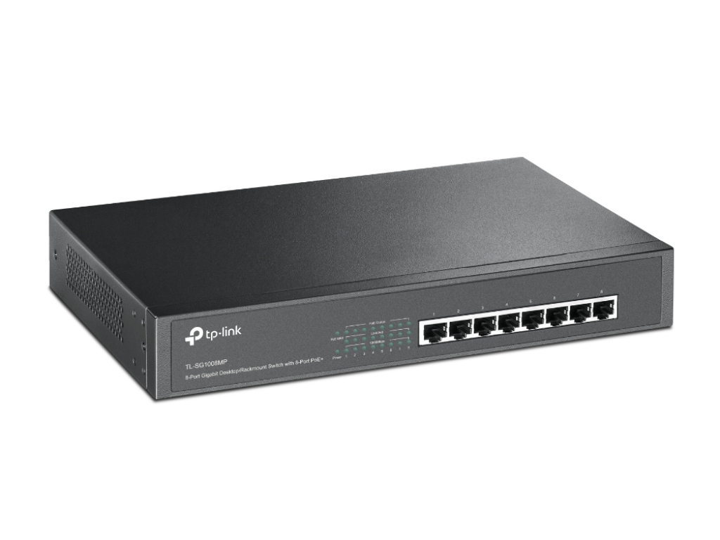 Комутатор/Суич 8-портов Gigabit PoE+ Desktop-Rackmount комутатор TP-Link TL-SG1008MPна ниска цена с бърза доставка - BestPC.BG