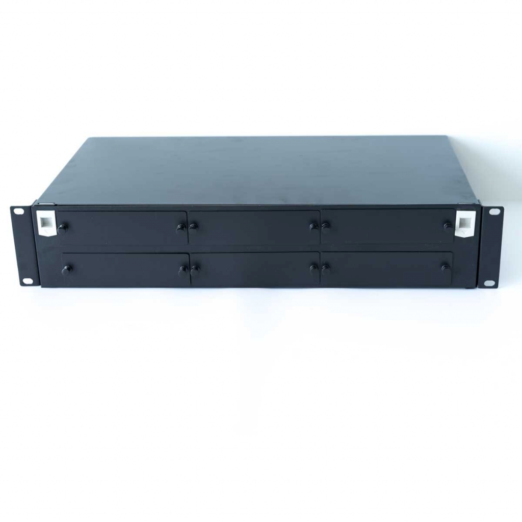 Пач панел Изтеглящ се оптичен панел за 6 MPO касети, 2U, черенна ниска цена с бърза доставка