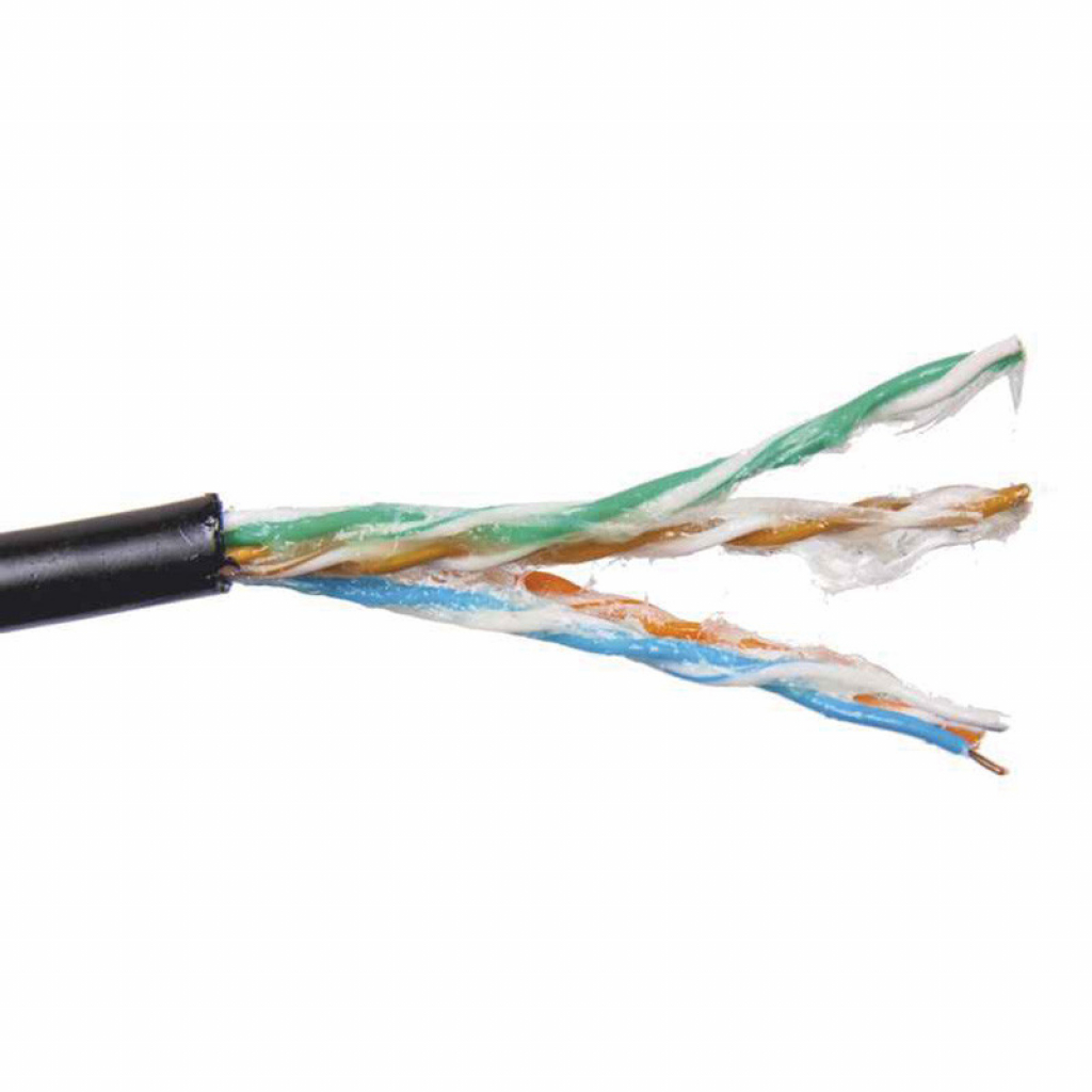 Инсталационен меден кабел  UTP кабел, външно полагане SecurityNET cat.5e, jelly, черен, макара 500mна ниска цена с бърза доставка