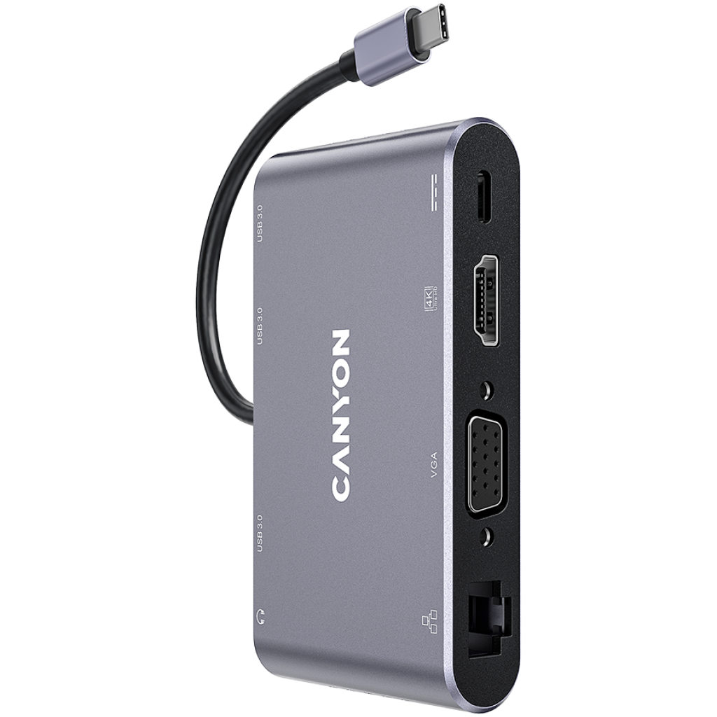 USB Хъб Canyon 8 in 1 USB C hub, with 1*HDMI: 4K*30Hz, 1*VGA, 1*Type-C PDна ниска цена с бърза доставка - BestPC.BG