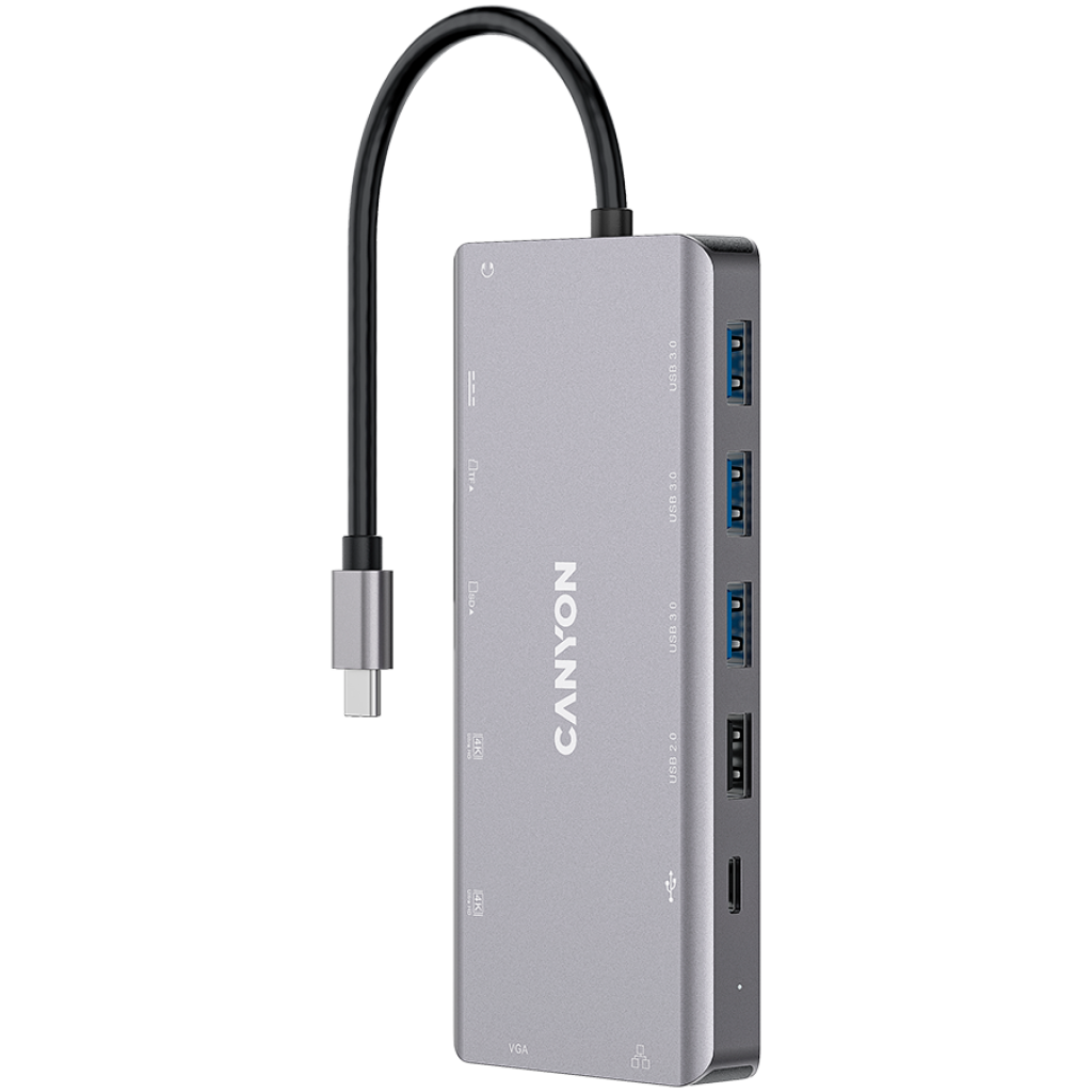 USB Хъб Canyon 13 in 1 USB C hub, with 2*HDMI, 3*USB3.0: support max. 5Gbpsна ниска цена с бърза доставка - BestPC.BG
