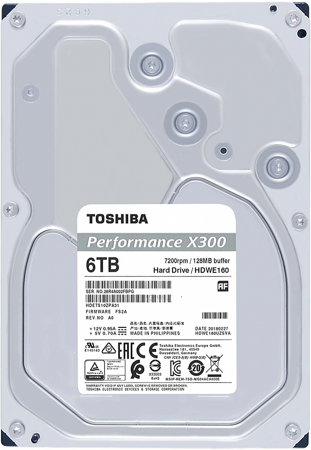 HDD вътрешен HDD Desktop Toshiba X300 (3.5'' 6TB, 7200RPM, 256MB, SATA 6Gb-s), bulkна ниска цена с бърза доставка