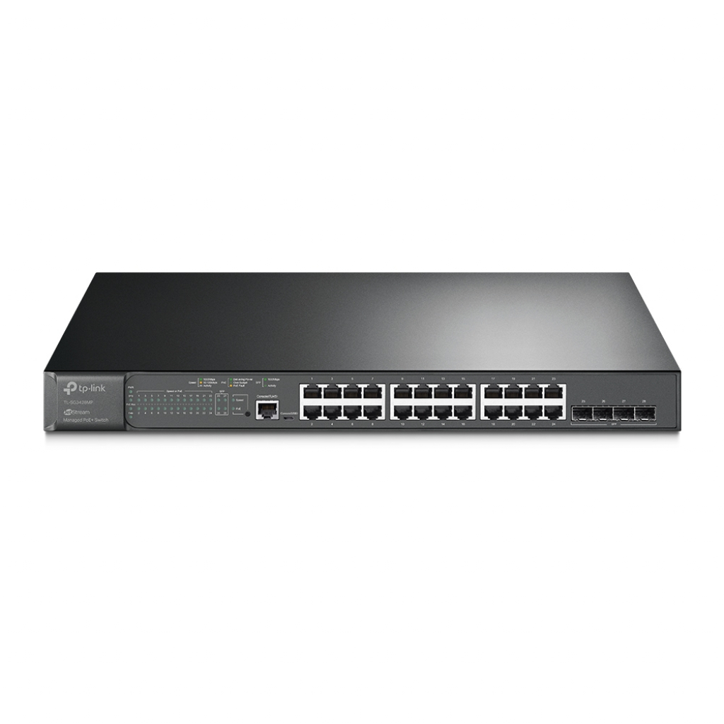 Комутатор/Суич TP-LINK TL-SG3428MP, 24x Gigabit PoE+ порта + 4 SFP слота, L2+, 384Wна ниска цена с бърза доставка - BestPC.BG