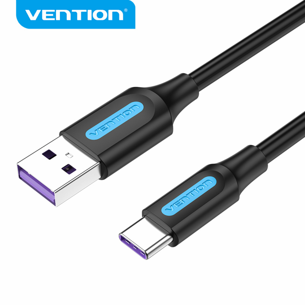 Vention Кабел USB 3.1 Type-C - USB 2.0 AM - 0.5M Black 5A Fast Charge - CORBDна ниска цена с бърза доставка - BestPC.BG