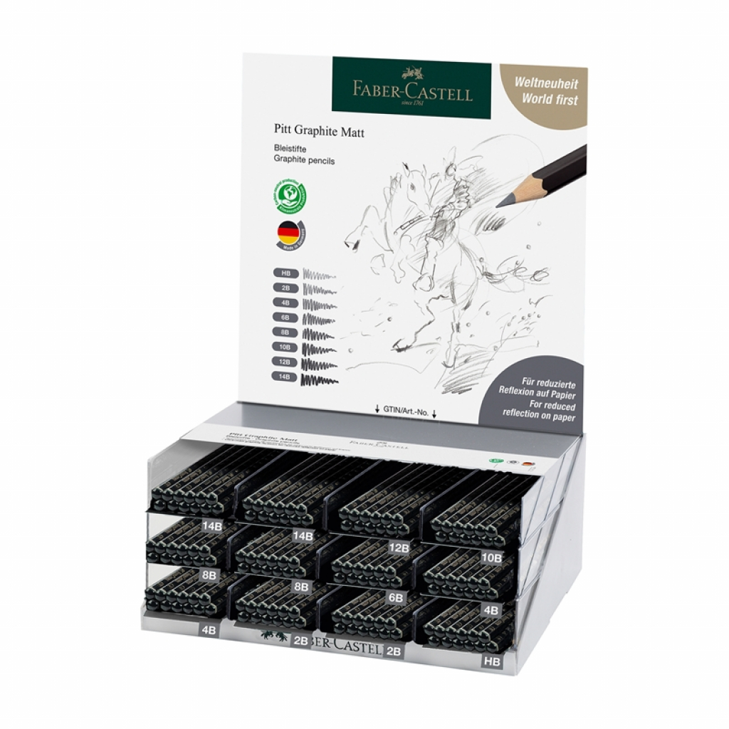 Faber-Castell Моливи Pitt Graphite Matt, чернографитни, 144 броя в дисплейна ниска цена с бърза доставка - BestPC.BG
