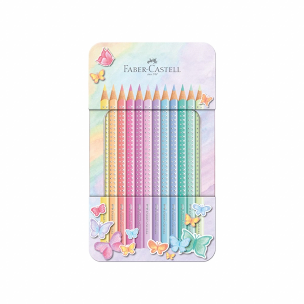 Faber-Castell Моливи Sparkle, 12 пастелни цвята, в метална кутияна ниска цена с бърза доставка - BestPC.BG