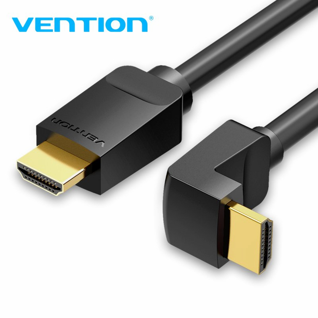 Vention Кабел HDMI Right Angle 90 Degree v2.0 M - M 4K-60Hz Gold - 2M Black - AARBHна ниска цена с бърза доставка - BestPC.BG