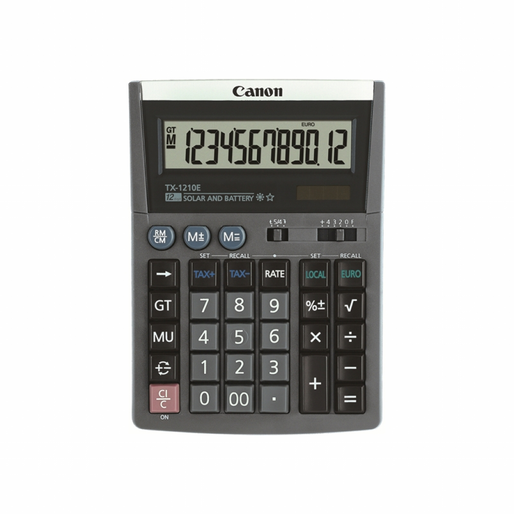 Продукт Canon Настолен калкулатор TX-1210E, 12-разряден, сивна ниска цена с бърза доставка - BestPC.BG