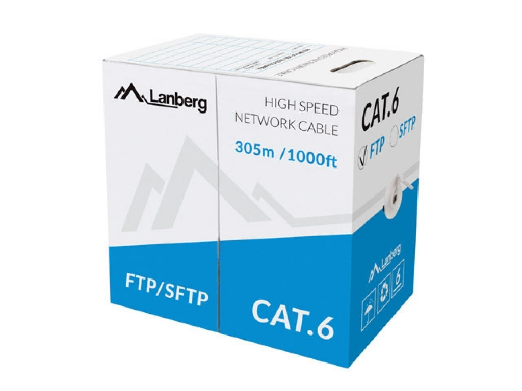 Инсталационен LAN кабел  Lanberg Lan Cable FTP Cat.5e 305m Solid CU CPR Fluke Passed Greyна ниска цена с бърза доставка - BestPC.BG