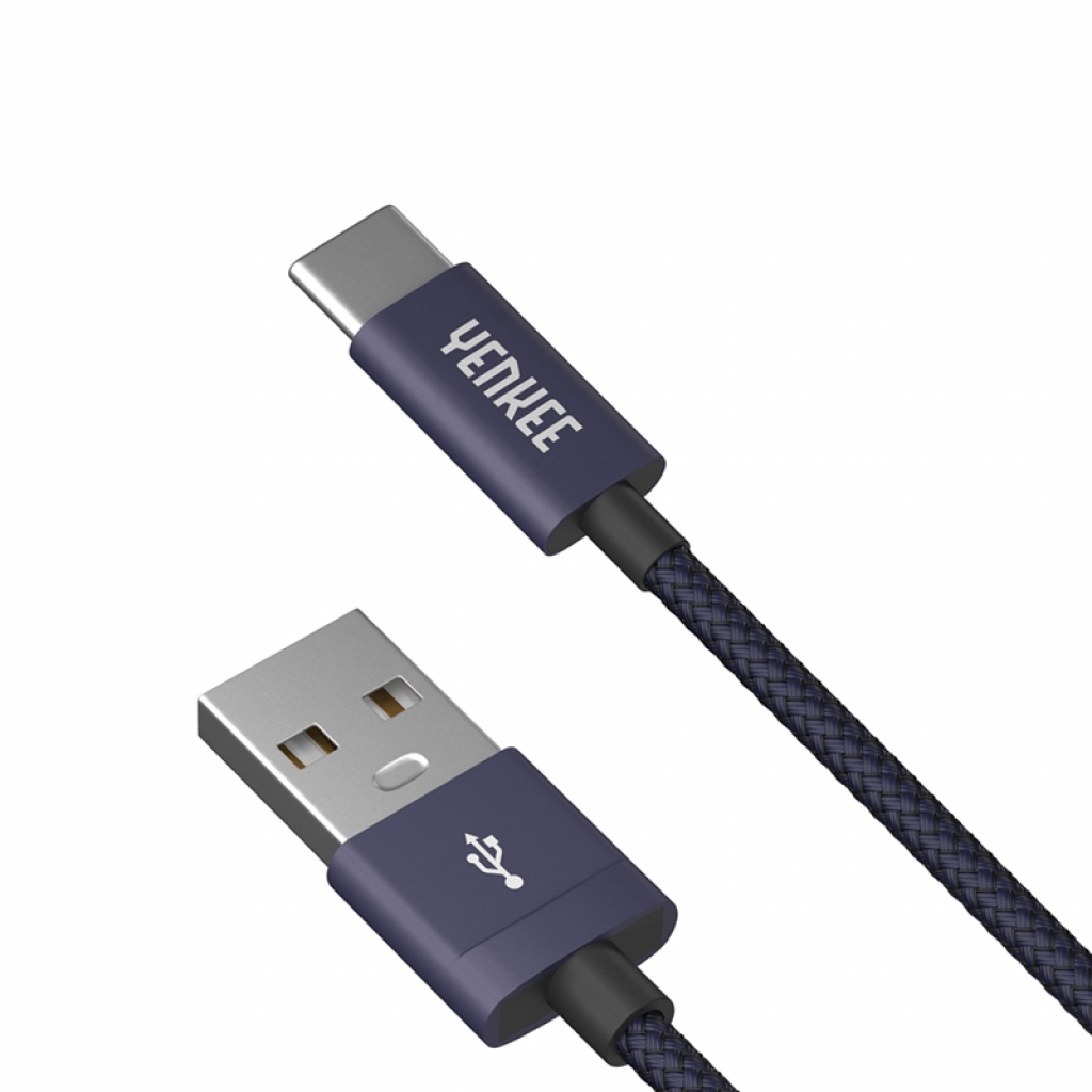 Yenkee Кабел 302 BE, USB-A Male към USB-C Male, 2 m, синна ниска цена с бърза доставка - BestPC.BG