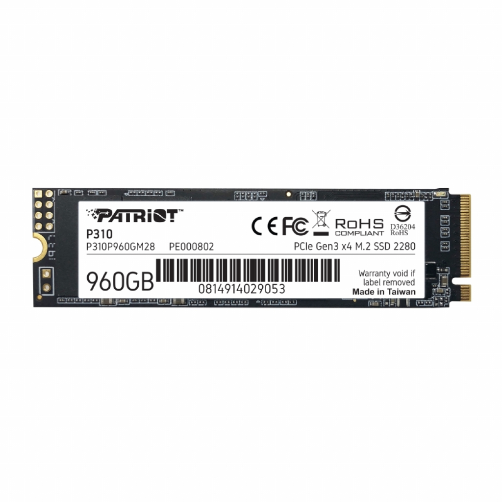 SSD Patriot P310 960GB M.2 2280 PCIEна ниска цена с бърза доставка - BestPC.BG