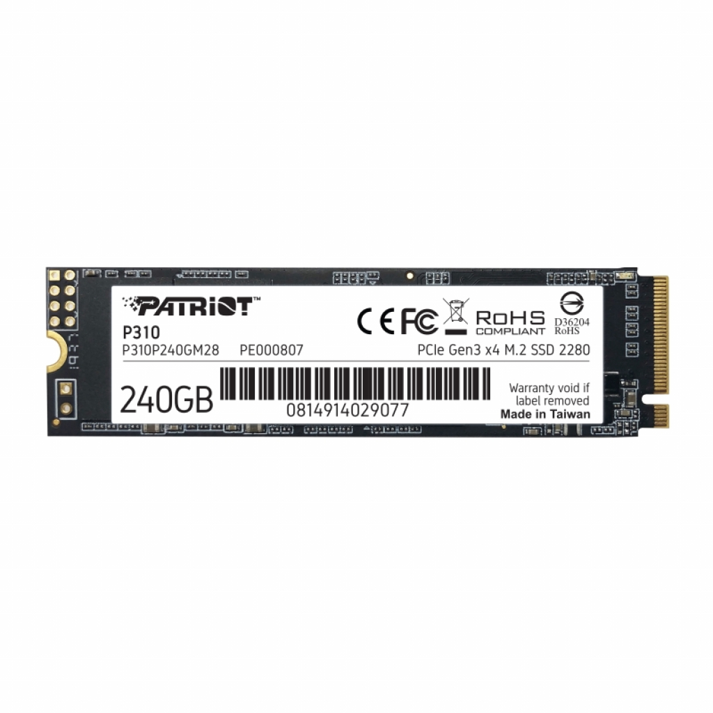 SSD Patriot P310 240GB M.2 2280 PCIEна ниска цена с бърза доставка - BestPC.BG