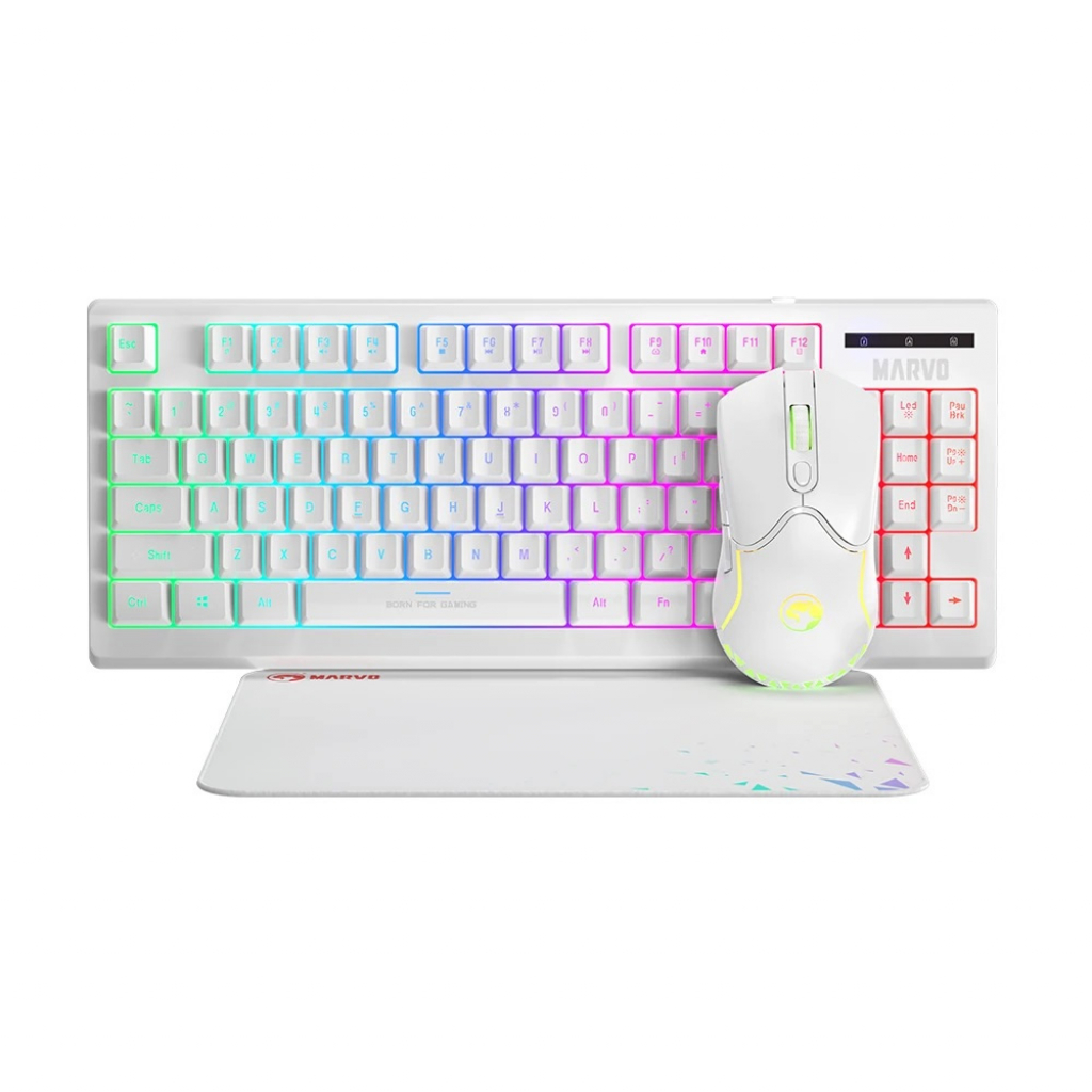 Клавиатура Геймърска Gaming COMBO CM310 3-in-1 White - Keyboard, Mouse 1000 Hz, Mousepad, Бялана ниска цена с бърза доставка - BestPC.BG