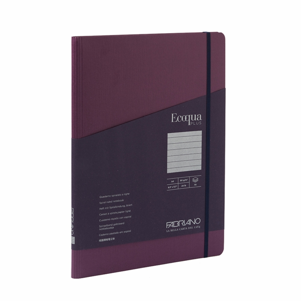 Fabriano Тетрадка Ecoqua+, A4, картонена корица, със скрита спирала, 70 листа, лилавана ниска цена с бърза доставка - BestPC.BG