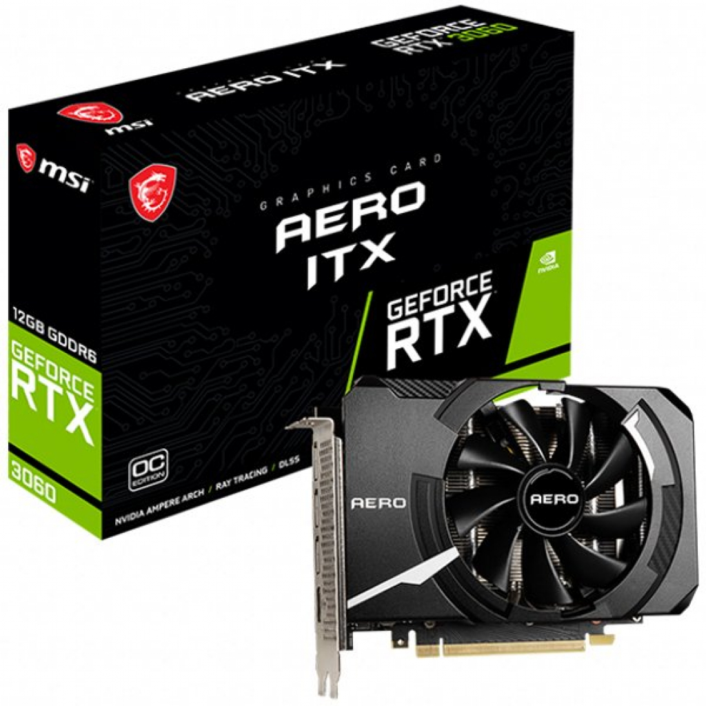 Видеокарта MSI Video Card Nvidia GeForce RTX 3060 AERO ITX 12G OC, 12GB GDDR6на ниска цена с бърза доставка - BestPC.BG