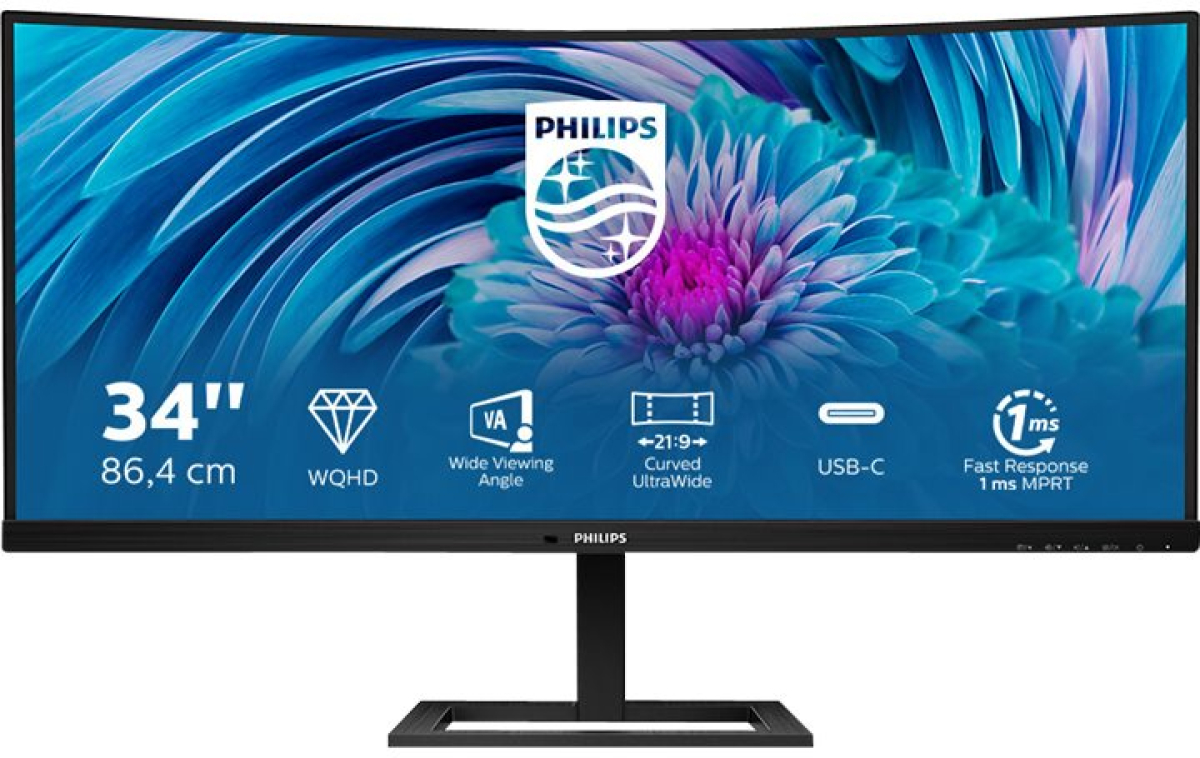 Монитор PHILIPS 346E2CUAE-00 34inch VA WLED 3440x1440 HDMI-DP-USB-C 65w Curved Speakers WQHDна ниска цена с бърза доставка - BestPC.BG