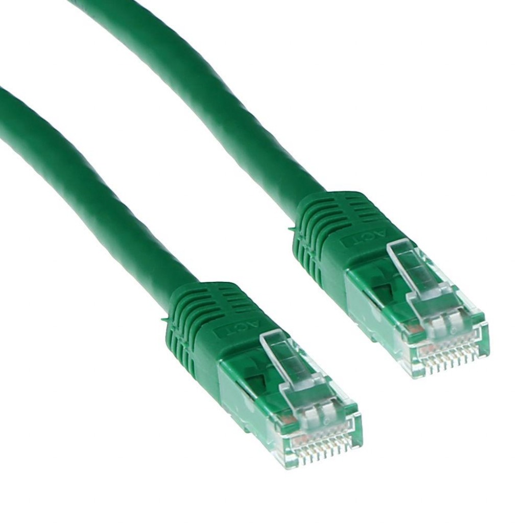 Медна пач корда ACT U-UTP, CAT 6, RJ-45 - RJ-45, 3.0 m, Медни проводници, Зелен, Булк опаковкана ниска цена с бърза доставка - BestPC.BG