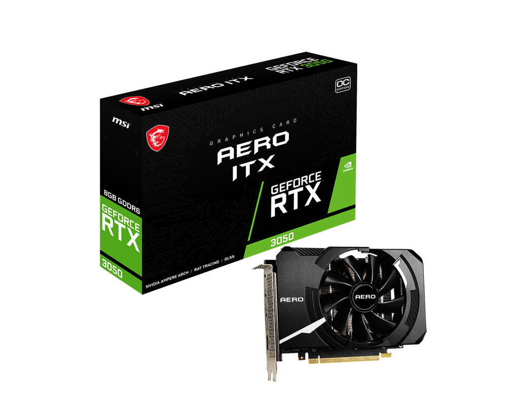 Видеокарта MSI Video Card NVidia GeForce RTX 3050 AERO ITX 8G OC, 8GB GDDR6, 128bitна ниска цена с бърза доставка - BestPC.BG