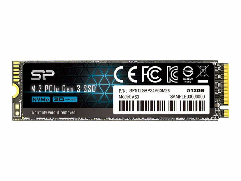 SILICON POWER SSD P34A60 512GB M.2 PCIe Gen3 x4 NVMe 2200-1600 MB-sна ниска цена с бърза доставка - BestPC.BG