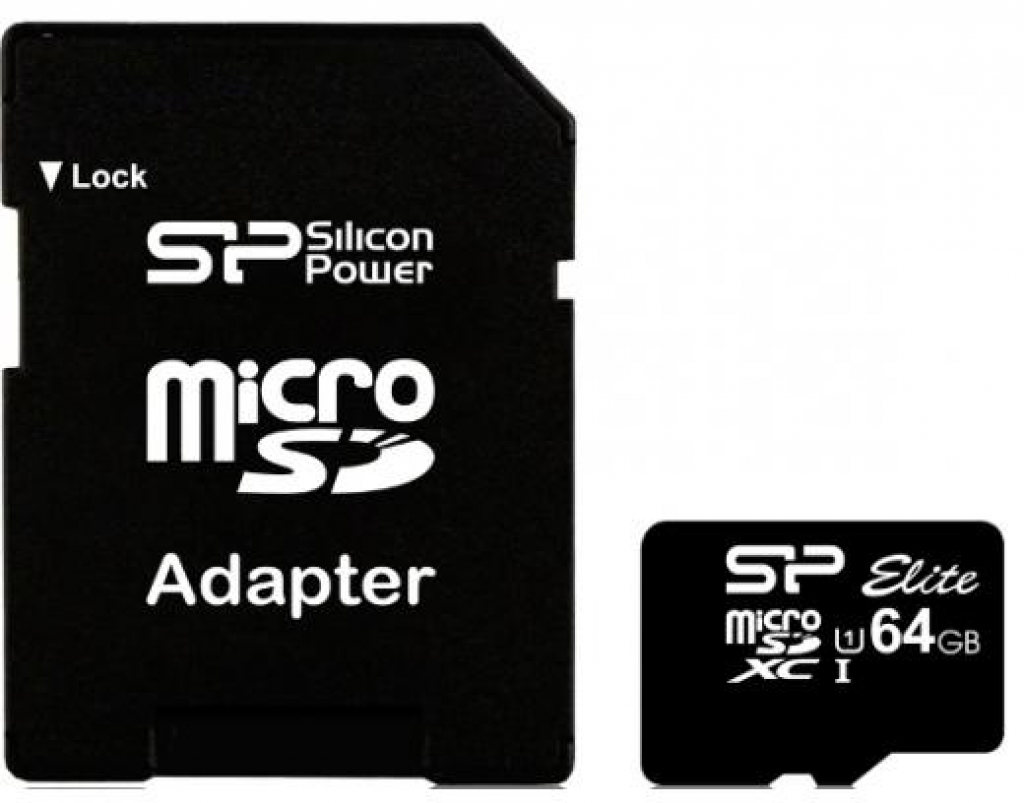 SILICON POWER memory card Micro SDXC 64GB Class 10 Elite UHS-1 +Adapterна ниска цена с бърза доставка - BestPC.BG