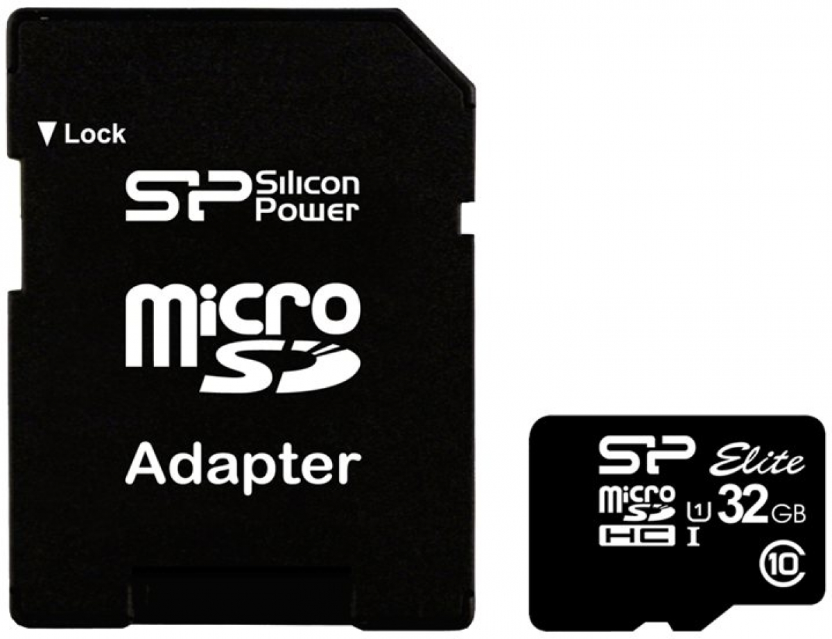 Silicon Power Elite UHS-1 32GB microSDXC + SD адаптер, черенна ниска цена с бърза доставка - BestPC.BG