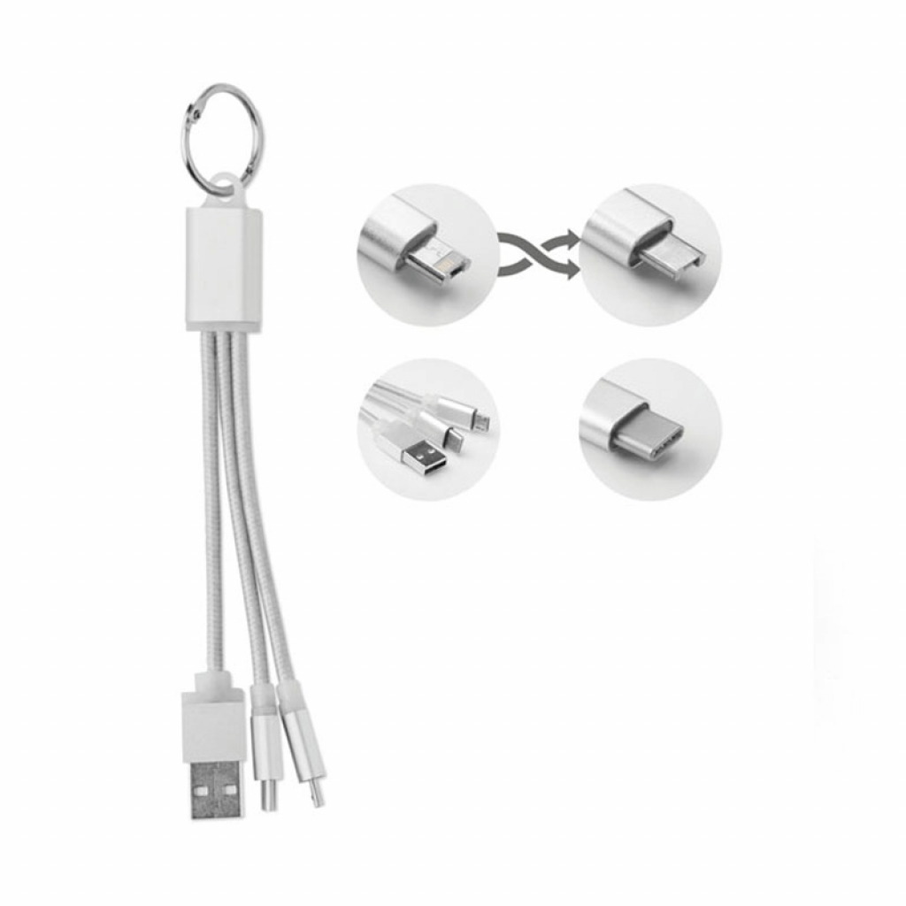 More Than Gifts Кабел за зареждане Rizo, USB, Micro USB, USB Type-C, сребристна ниска цена с бърза доставка - BestPC.BG