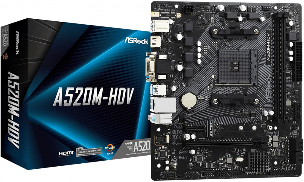 Дънна платка ASROCK A520M-HDV, AM4, PCI-E 3.0на ниска цена с бърза доставка - BestPC.BG