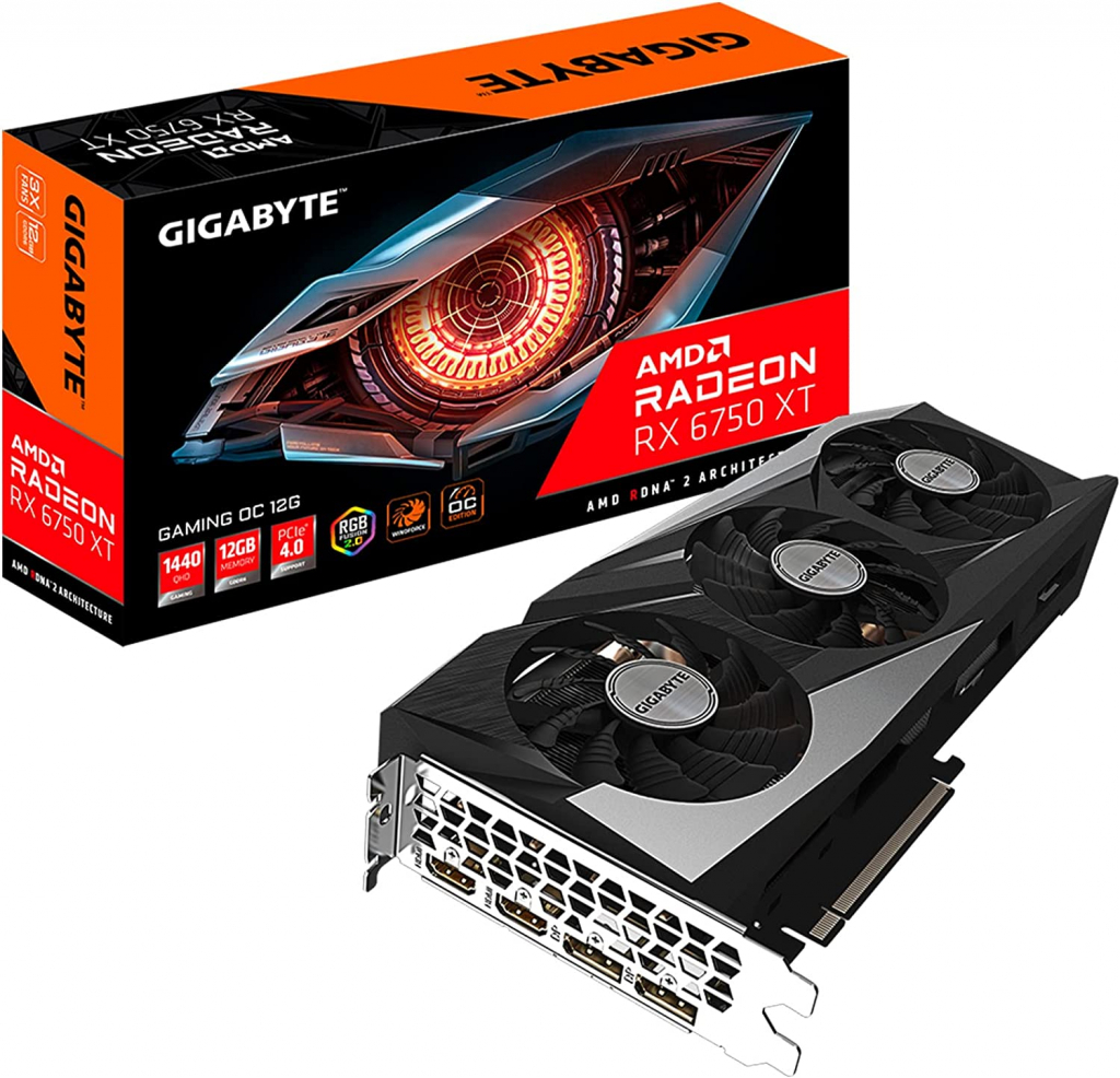 Видеокарта GIGABYTE AMD Radeon RX 6750XT Gaming OC 12GB GDDR6 PCI Express 4.0на ниска цена с бърза доставка