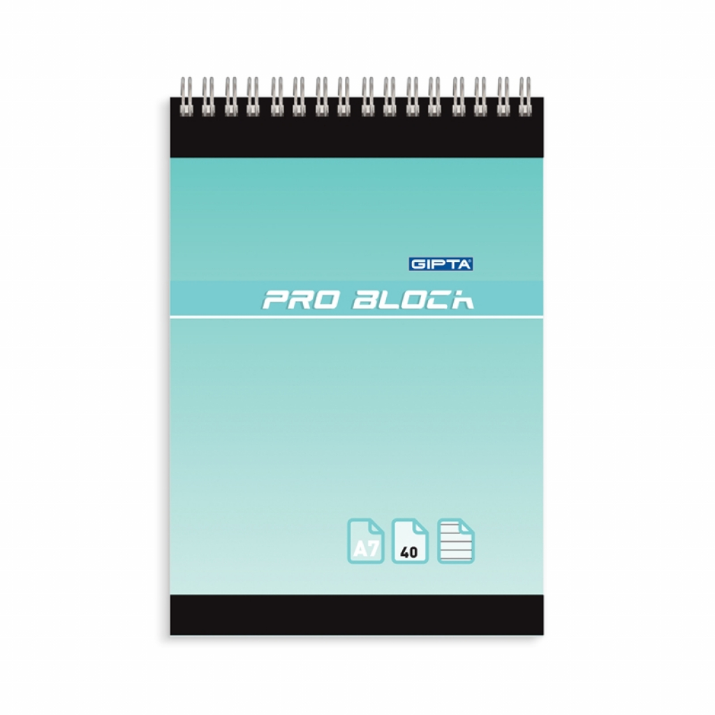 Gipta Тефтер Pro-Block, А7, бяла хартия, широки редове, картонена корицана ниска цена с бърза доставка - BestPC.BG