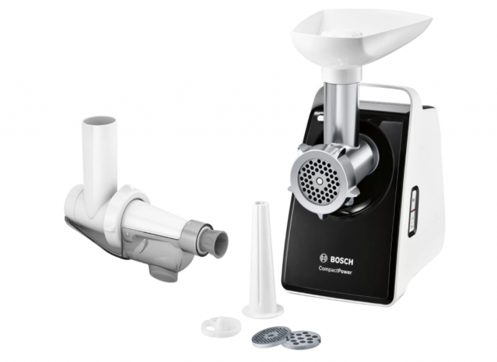 Бяла техника Bosch MFW3X15B Meat grinder, CompactPower, 500 W, White, Blackна ниска цена с бърза доставка