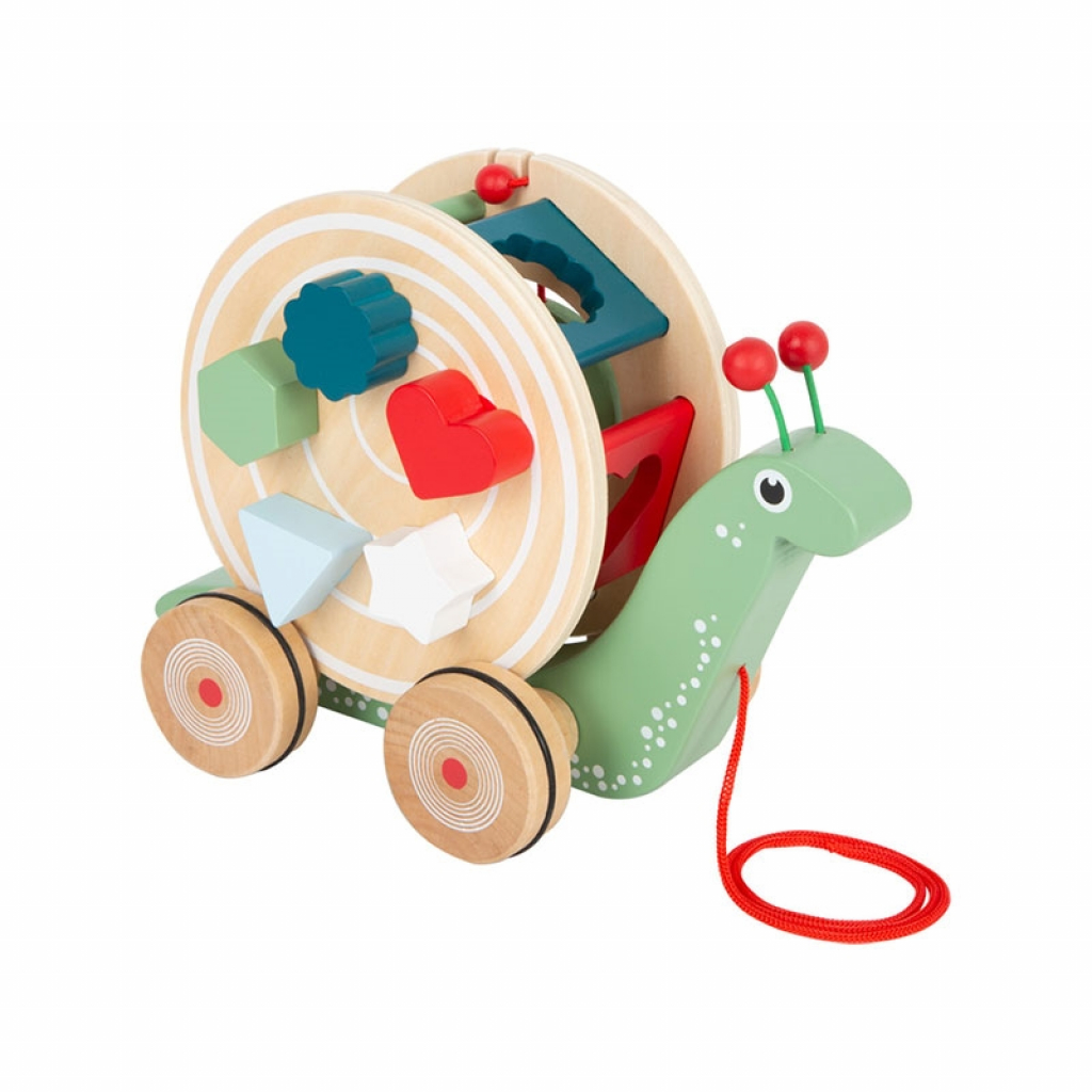 Small Foot Играчка за дърпане Охлюв, със сортер, дървенна ниска цена с бърза доставка - BestPC.BG