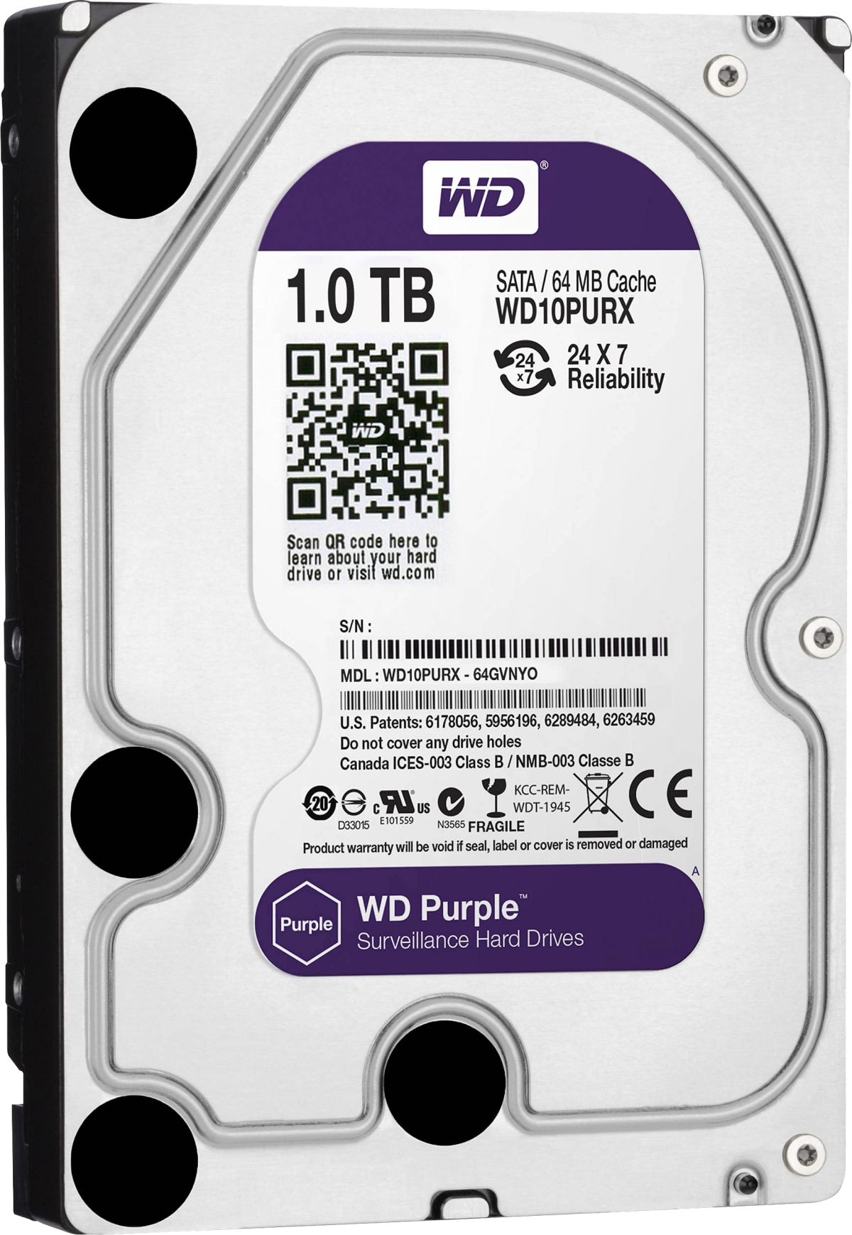HDD за DVR-видеонаблюдение Твърд диск HDD 1TB Purpleна ниска цена с бърза доставка - BestPC.BG