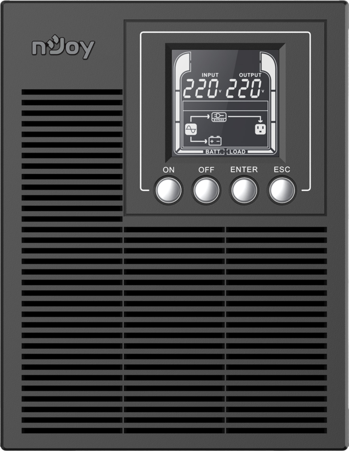 Непрекъсваемо захранване (UPS) NJOY Echo Pro 1000, 1000VA / 800W, On-Line/Double Conversion, 3x шуко, 1x RS232на ниска цена с бърза доставка - BestPC.BG